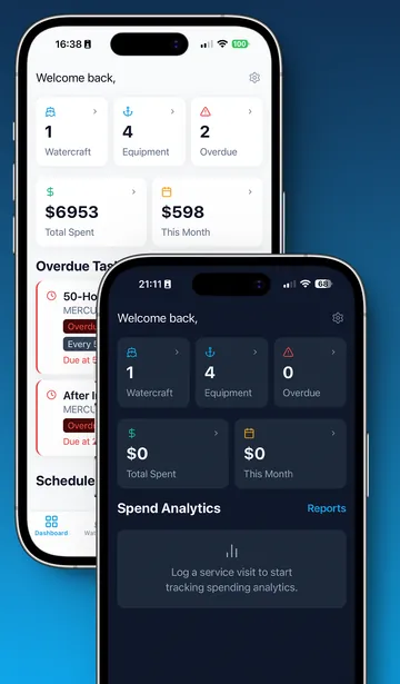 Skipper360 dashboard shown side by side in light mode and dark mode
